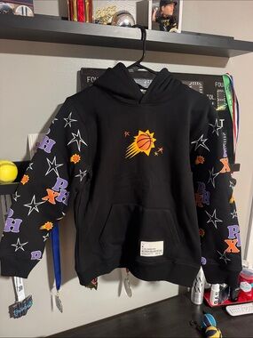 NWT YL BKTSQD Black Phoenix Suns Pullover Hoodie with Graphic Sleeves